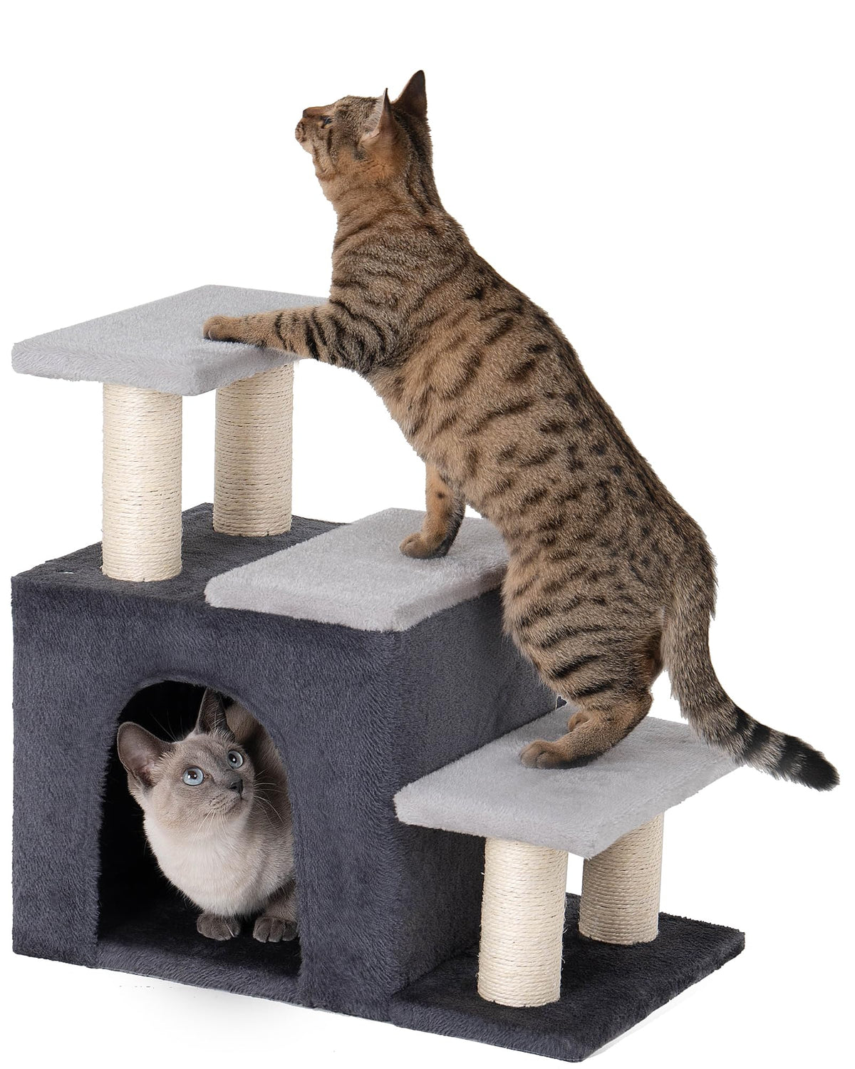 Aechonow 3-in-1 Pet Stairs for Cats, Dog Steps for Small Doggie Rabbits, 6.29''Depth Cat Stairs, Indoor Cat Ladders for High Bed for Pet's Joints, 1