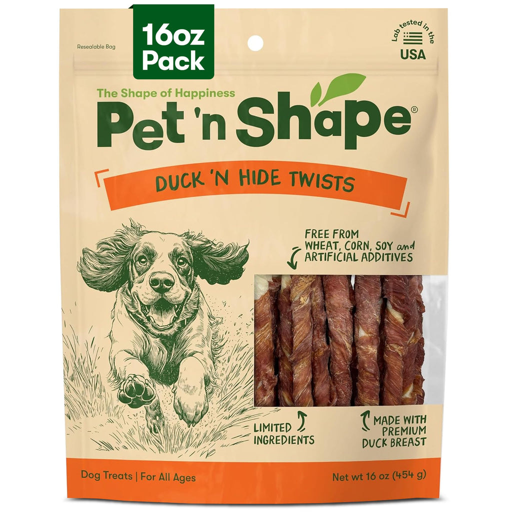 Pet 'n Shape Duck 'n Hide Twists - Duck Wrapped Rawhide Natural Dog Treats, Small, 1 Pound (Pack of 1)