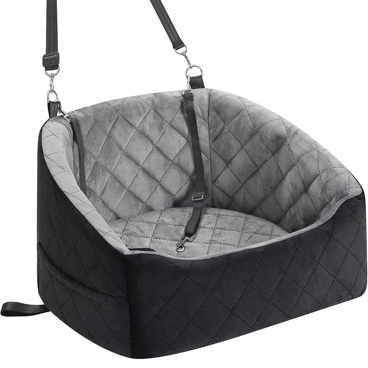 Dog Car Seat for Small Dogs Up to 30 Lbs, Pet Travel Safety Bed for Puppy Cat, Fits in Front/Back Seat, Anti Slip Base, Fully Detachable Washable