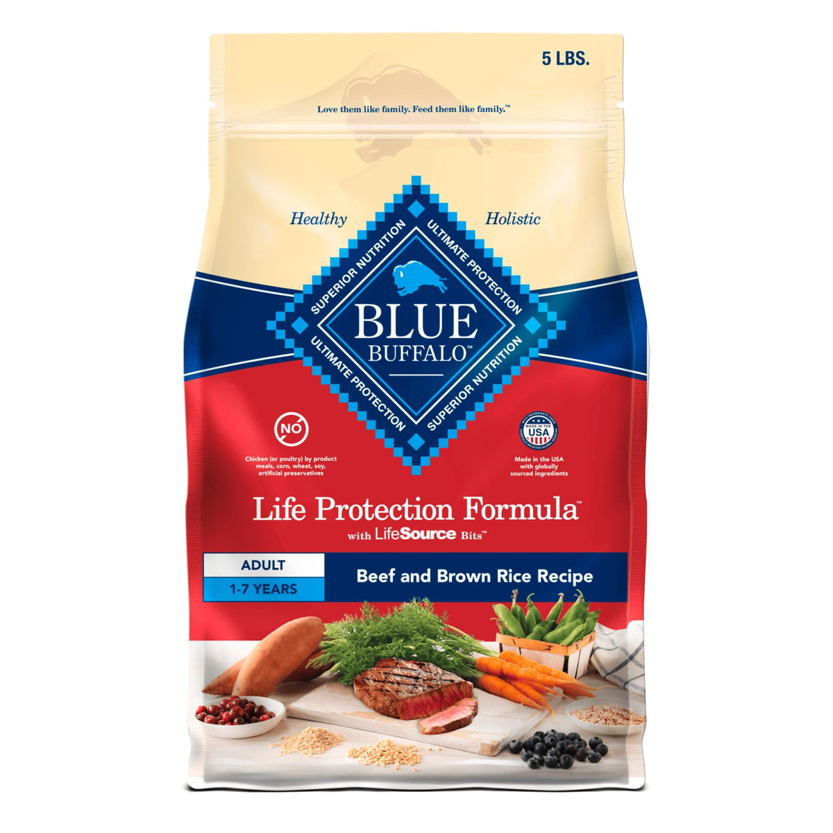 Blue Buffalo Life Protection Formula Adult Dry Dog Food, Helps Build and Maintain Strong Muscles, Made with Natural Ingredients, Beef & Brown Rice
