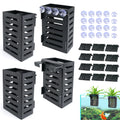 Aquarium Plant Holder 4 PCS Aquatic Plant Pot with 24 Hooks and 20 Suction Cups for Fish Tank Aquarium Planter and Aquascape Decorations (Black)