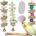 Parrot Chewing Toys (6 pcs) Natural Cuttlebone Bird Beak Trimmer Grinding Stone Lava Block Calcium Stone Bird Perch Cage Toys for Small and Medium