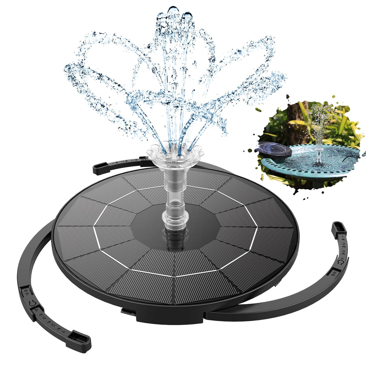 AISITIN 3.5W Solar Fountain Pump for Water Feature Outdoor DIY Solar Bird Bath Fountain with Multiple Nozzles, Solar Powered Water Fountain for