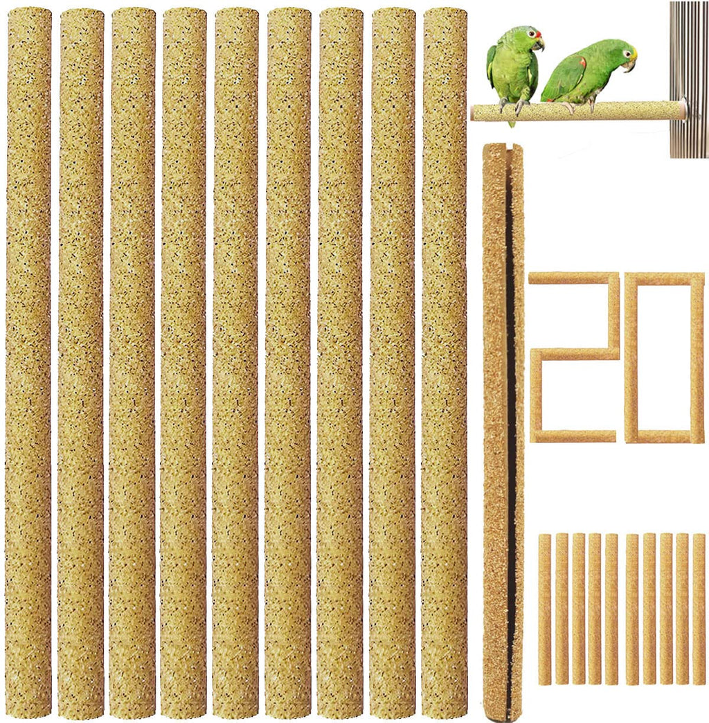 20Pcs Sand Perch Covers for Bird - Bird Perchs Covers 7.5" Long x 3/8" Diameter Bird perches for Parakeets, Lovebirds, Parrotlets, Canaries and Other