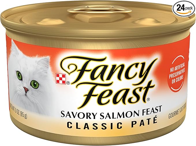 Purina Fancy Feast Salmon Feast Classic Grain Free Wet Cat Food Pate - (Pack of 24) 3 oz. Cans