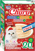 INABA Churu Cat Treats, Lickable, Squeezable Creamy Purée Cat Treat with Vitamin E, 0.5oz Each Tube, 22 Tubes, Holiday Variety Pack