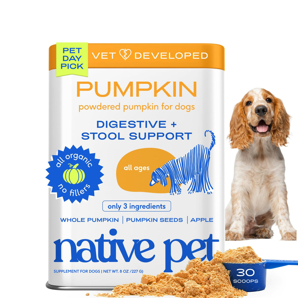 Native Pet Pumpkin for Dogs - Organic Dog Food Topper Powder - Promotes Firm Stools, Supports Digestive, Bowel Health & Nutrient Absorption - USDA