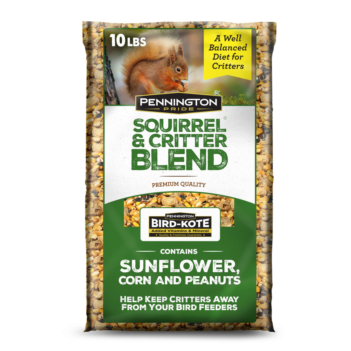 Pennington Pride Squirrel & Critter Blend, With Sunflower Seeds and Peanuts for Squirrels, Helps Keep Critters Away From Bird Feeders, 10-lb. Bag