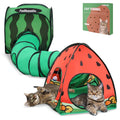 Tailtastic 3-in-1 Watermelon Cat Play Tunnel with Pop-Up Cube & Triangle Cat Tent, Interactive Toy Ball & Foldable Design - Easy Magic Tape Assembly