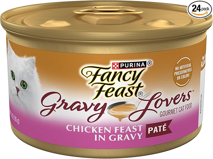 Purina Fancy Feast Gravy Lovers Chicken Feast Pate in Wet Cat Food Gravy - (Pack of 24) 3 oz. Cans