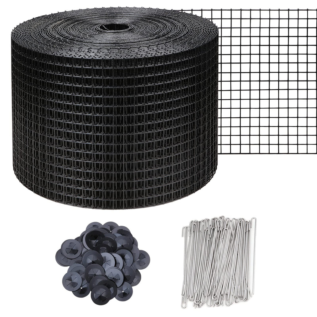 6in X 100ft Solar Panel Bird Guard,Solar Panel roof Protection net 1/2inch Mesh PVC Black Vinyl Coated Galvanized net 70 Fastener ClipsUsed for