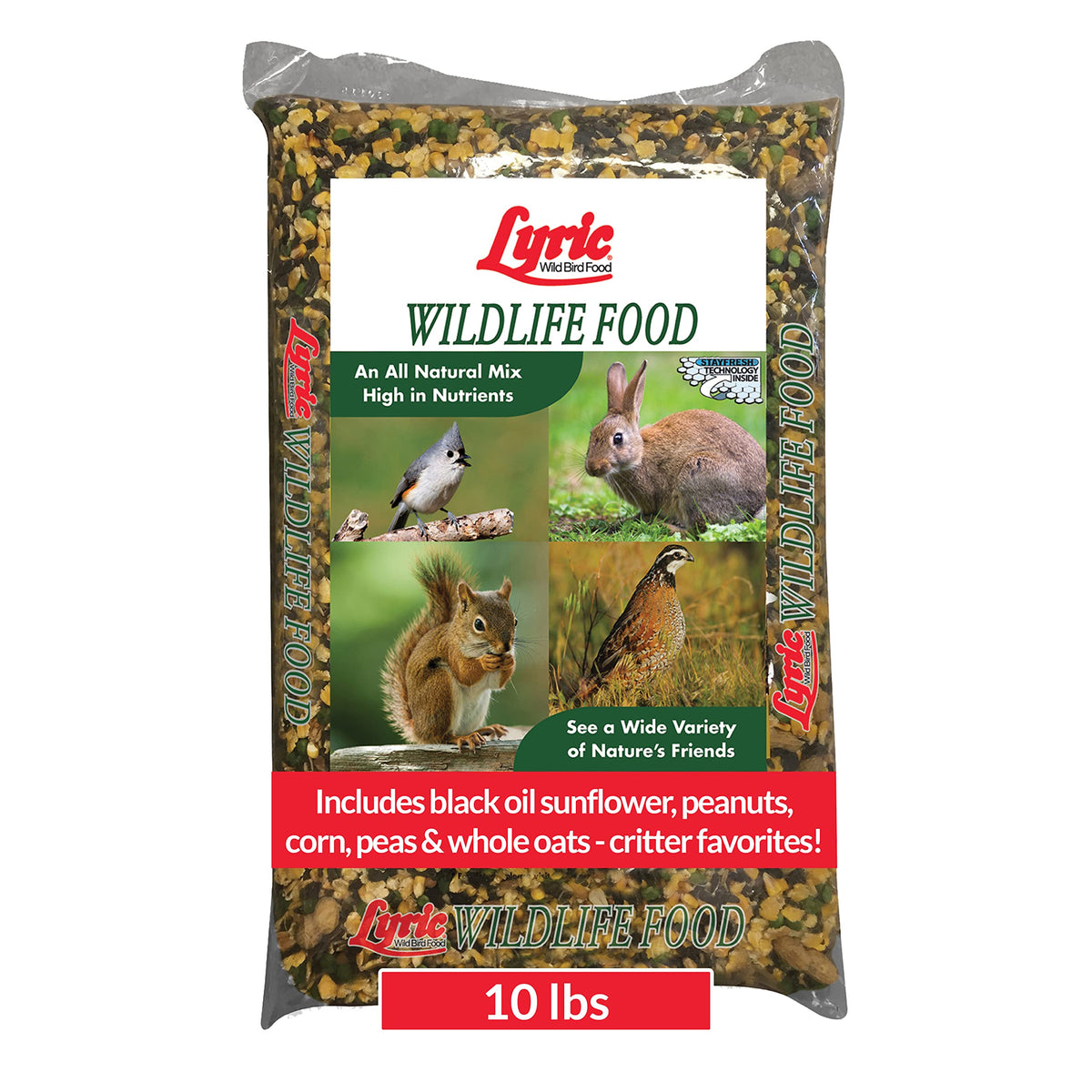 Lyric Wildlife Critter Food for Deer, Squirrels, Turkeys & Rabbits, Wild Bird Seed for Outside Feeders, 10 lb Bag