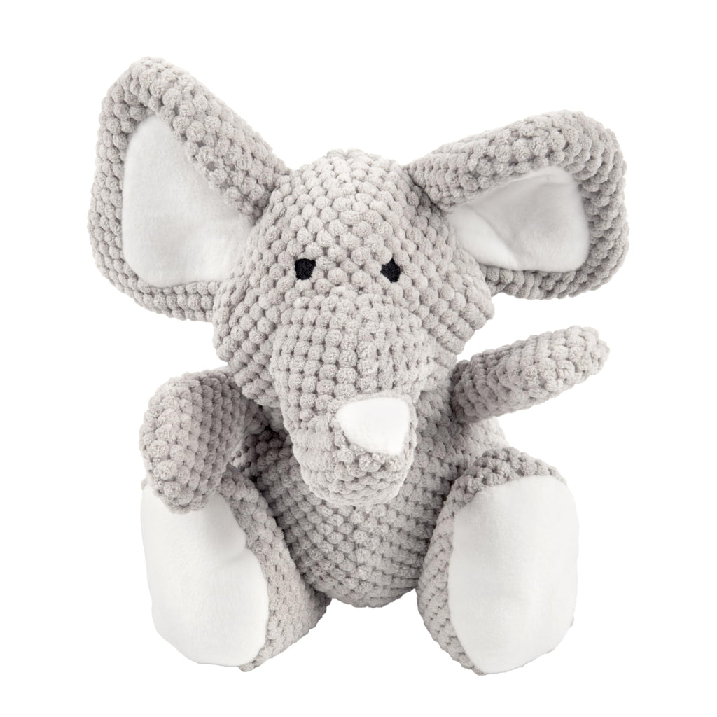 goDog Checkers Elephant Tough Plush Toy with Chew Guard Technology, Durable Checkered Fabric & Squeaker for Active Play, Gray, Large
