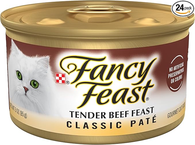 Purina Fancy Feast Tender Beef Feast Classic Grain Free Wet Cat Food Pate - (Pack of 24) 3 oz. Cans