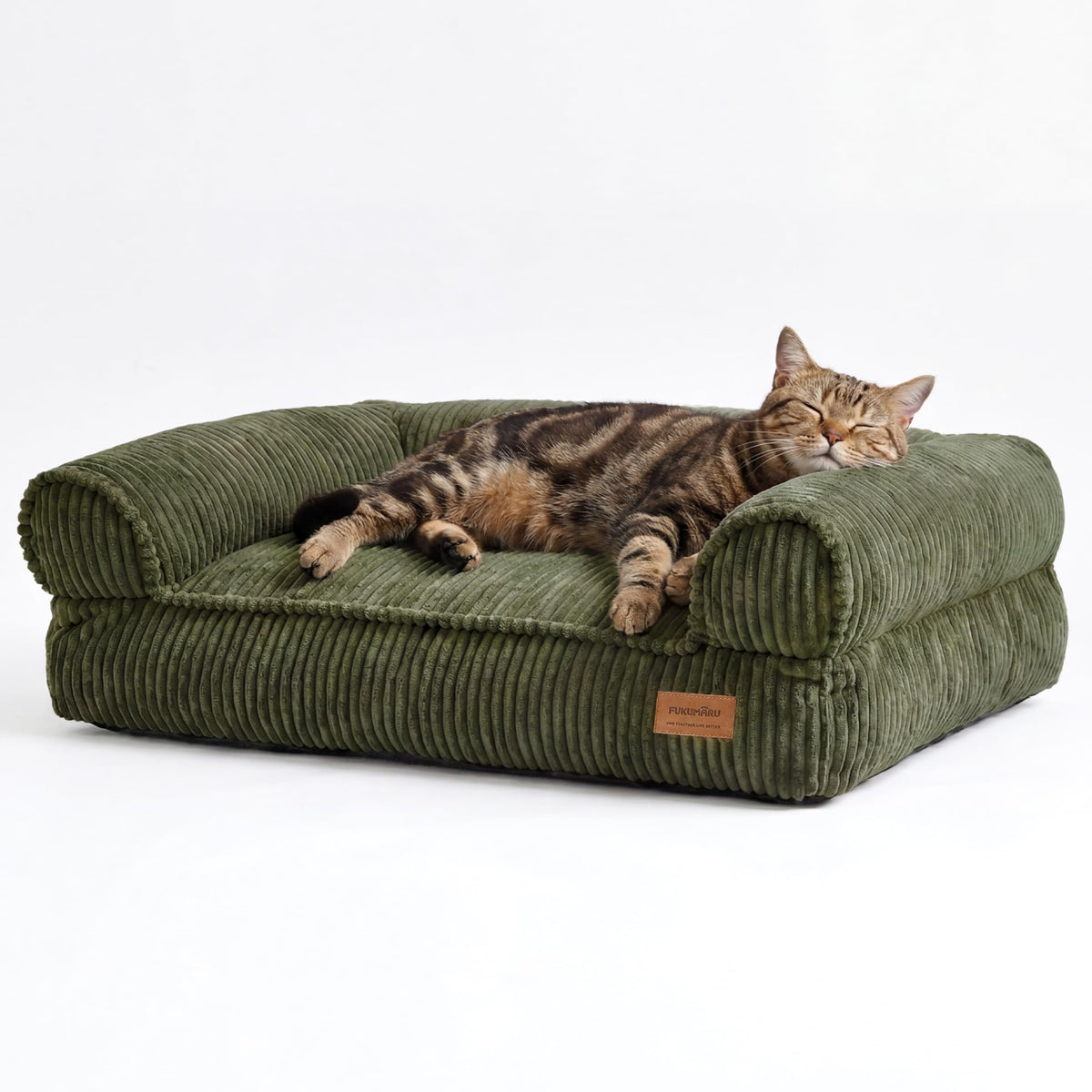 FUKUMARU Dog Couch Bed, Corduroy Cozy Cat Bed for Indoor Cats with Washable Cover, 28in Waterproof Orthopedic Dog Beds Sofa for Small Dogs and Large