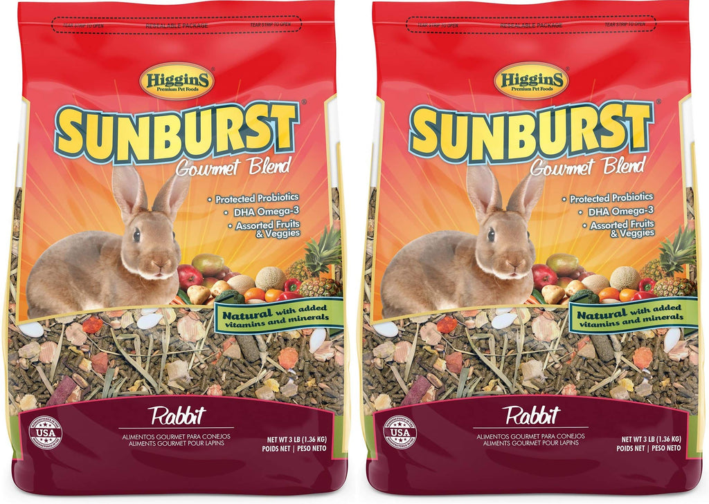Higgins 2 Pack of Sunburst Gourmet Blend Rabbit Food, 3 Pounds Each