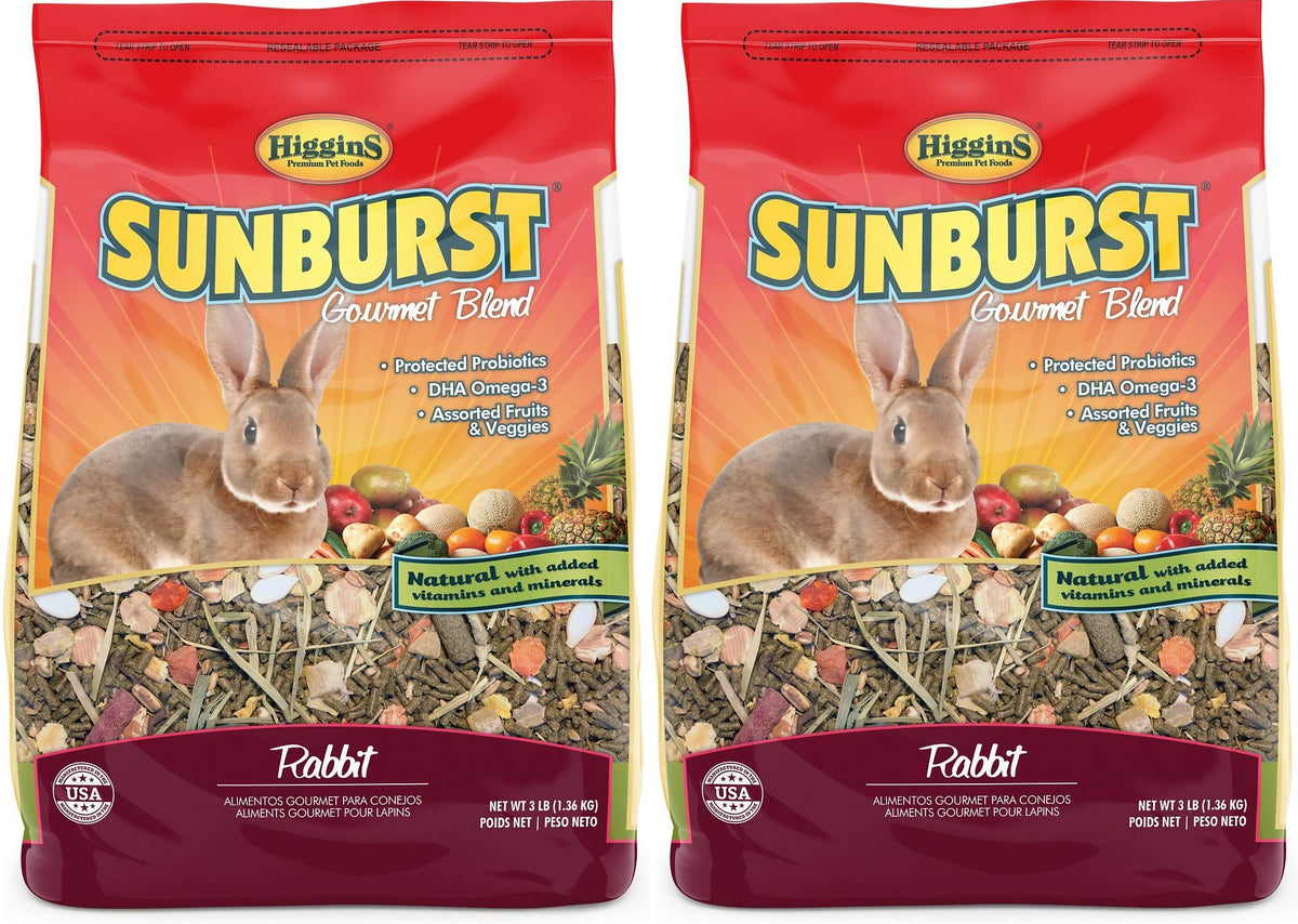 Higgins 2 Pack of Sunburst Gourmet Blend Rabbit Food, 3 Pounds Each