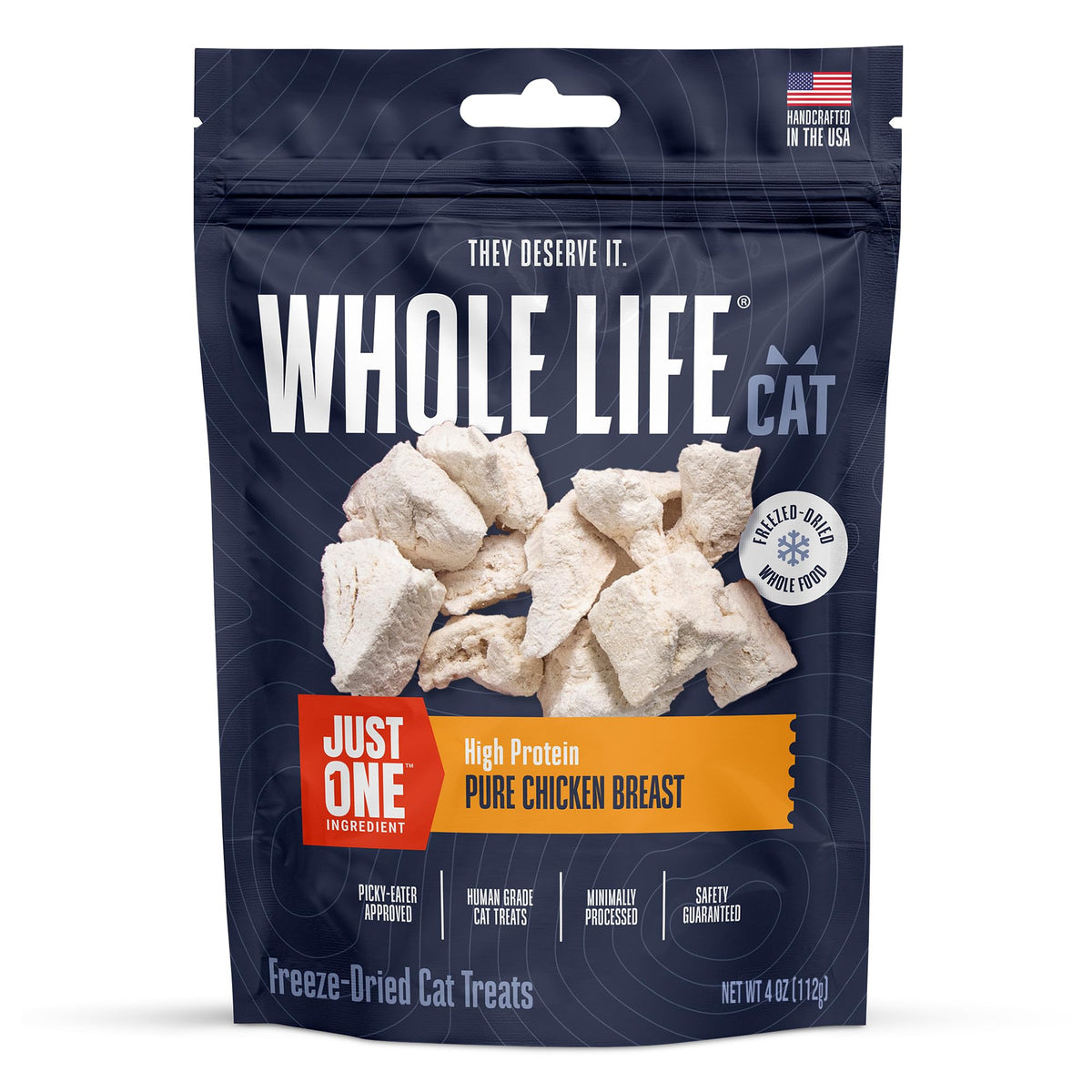 Whole Life Cat Just One Chicken Freeze Dried Cat Treats - Human Grade High Protein Food, Healthy Training Snacks, Freeze Dried Chicken Food Toppers