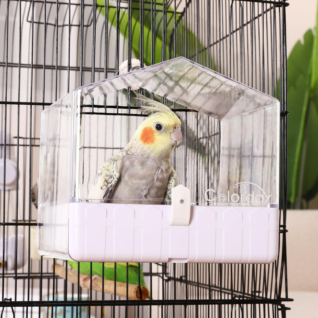 Colorday Bird Bath for Cage, Parrot Bath for Small to Medium Birds, Cockatiels, Parakeets, Budgie, Quaker, Conure, Lovebirds, Finches(6.7X6.7X7.74