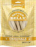 Better Belly Originals Natural Chicken Liver Flavor Small Rolls 20 Count, Highly Digestible Rawhide