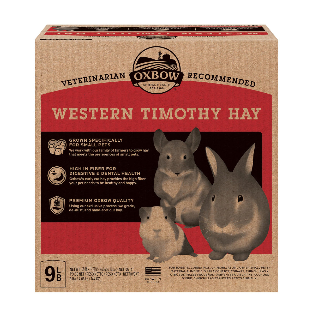 Oxbow Western Timothy Hay, Guinea Pig Hay, Small Pet Bunny Supplies, All Natural Grass for Guinea Pig, Bunny, Chinchilla & Hamster, Oxbow Rabbit