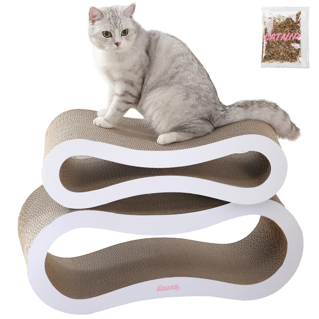 CSR1014B Suvi 26" Modern Cardboard Infinity 2-in-1 Lounge Bed Cat Scratcher with Catnip, Cloud