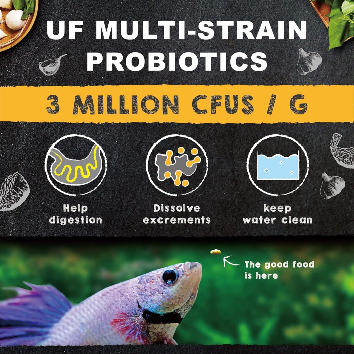 Ultra Fresh Betta Fish Food, Pro Shrimp Patties, 50% Sword Prawns + Akiami Paste Shrimps, All Natural Protein, Rich in Calcium, for Betta's Healthy