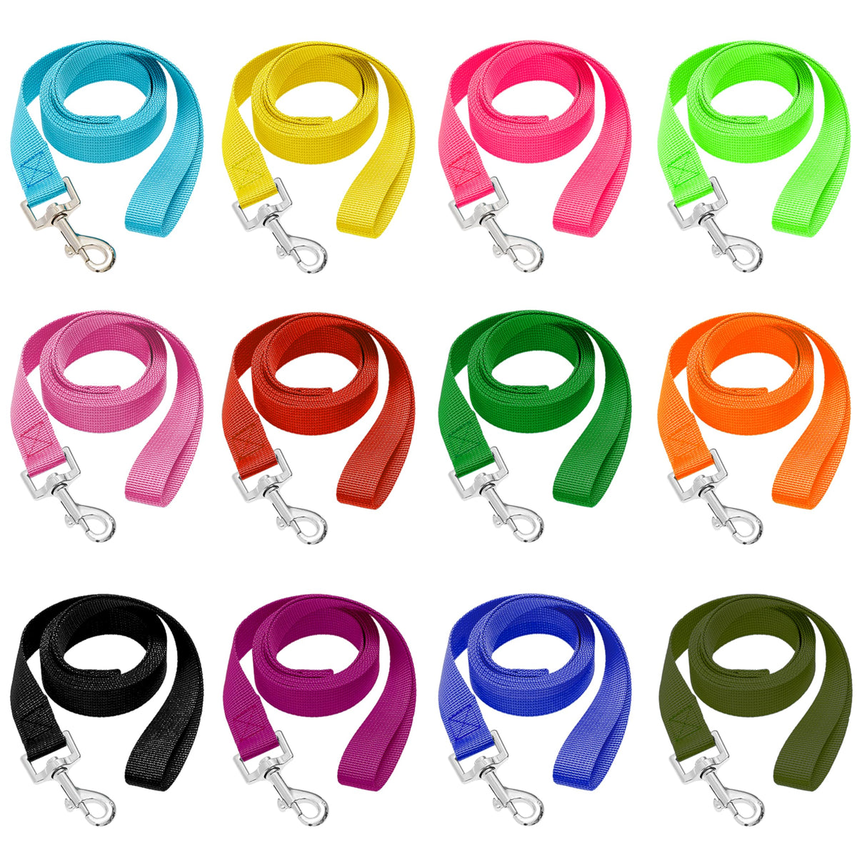 12 Pcs Dog Leashes for Small Medium Large Dogs, 6FT Lead Short Dog Leash with Swivel Hook for Walking, Training, Hiking, Rescues, Grooming, Shelter