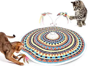 Potaroma Cat Toys Chargeable, 3in1 Hide and Seek, Automatic Interactive Fun, Fluttering Butterfly, Moving Feather, Kitten Wand, Indoor Kitty Exercise