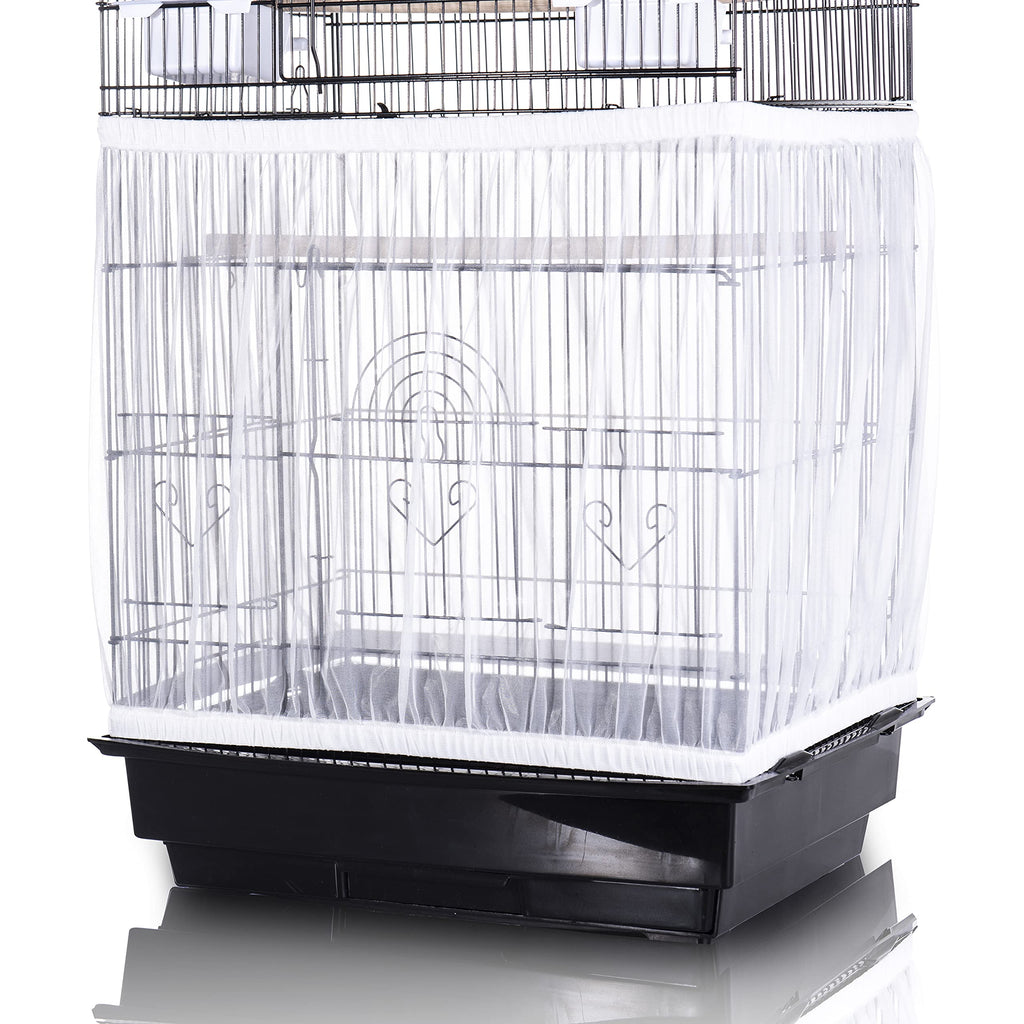Tamu style Bird Cage Seed Catcher, Large, Stretchy Form Fitting Mesh Skirt Cover for Parrot Enclosures, Light and Breathable Fabric, Prevent Scatter