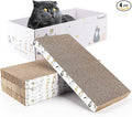 PatiencET Cat Scratch Pad with Box, 4 Pack Cardboard Cat Scratcher Lounge Bed for Indoor Cats, Reversible Corrugated Scratching Board Refill with