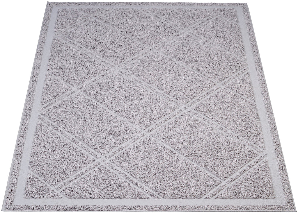 Basics Less-Mess Litter Trapping Cat Litter Box Mat, Soft on Kitty Paws, Waterproof, Scatter Control, 24" x 35", Grey