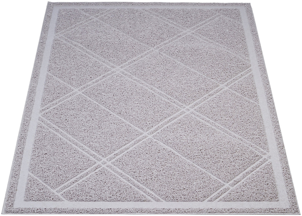 Basics Less-Mess Litter Trapping Cat Litter Box Mat, Soft on Kitty Paws, Waterproof, Scatter Control, 24" x 35", Grey